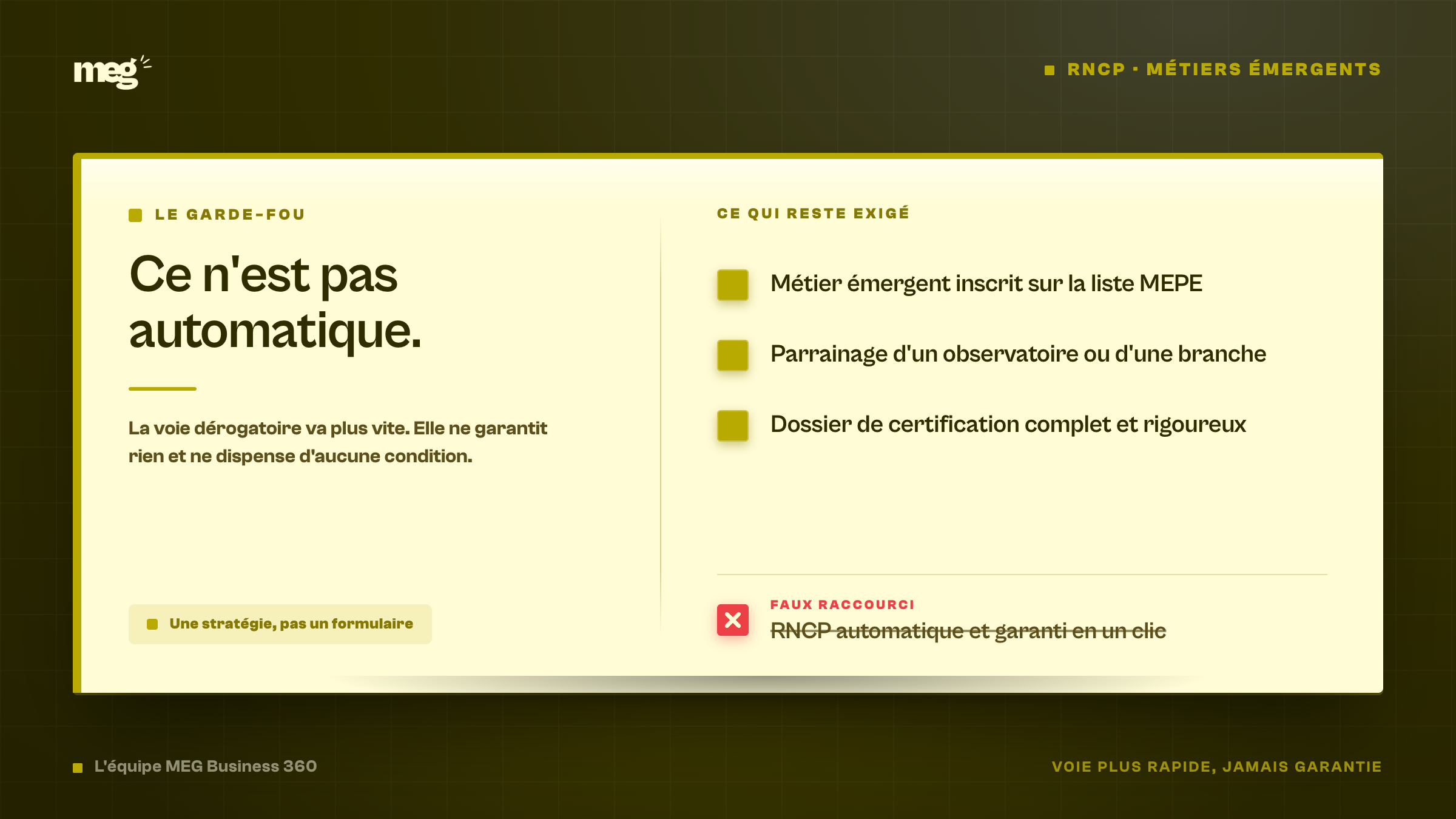 Les conditions à réunir : ce n'est pas automatique