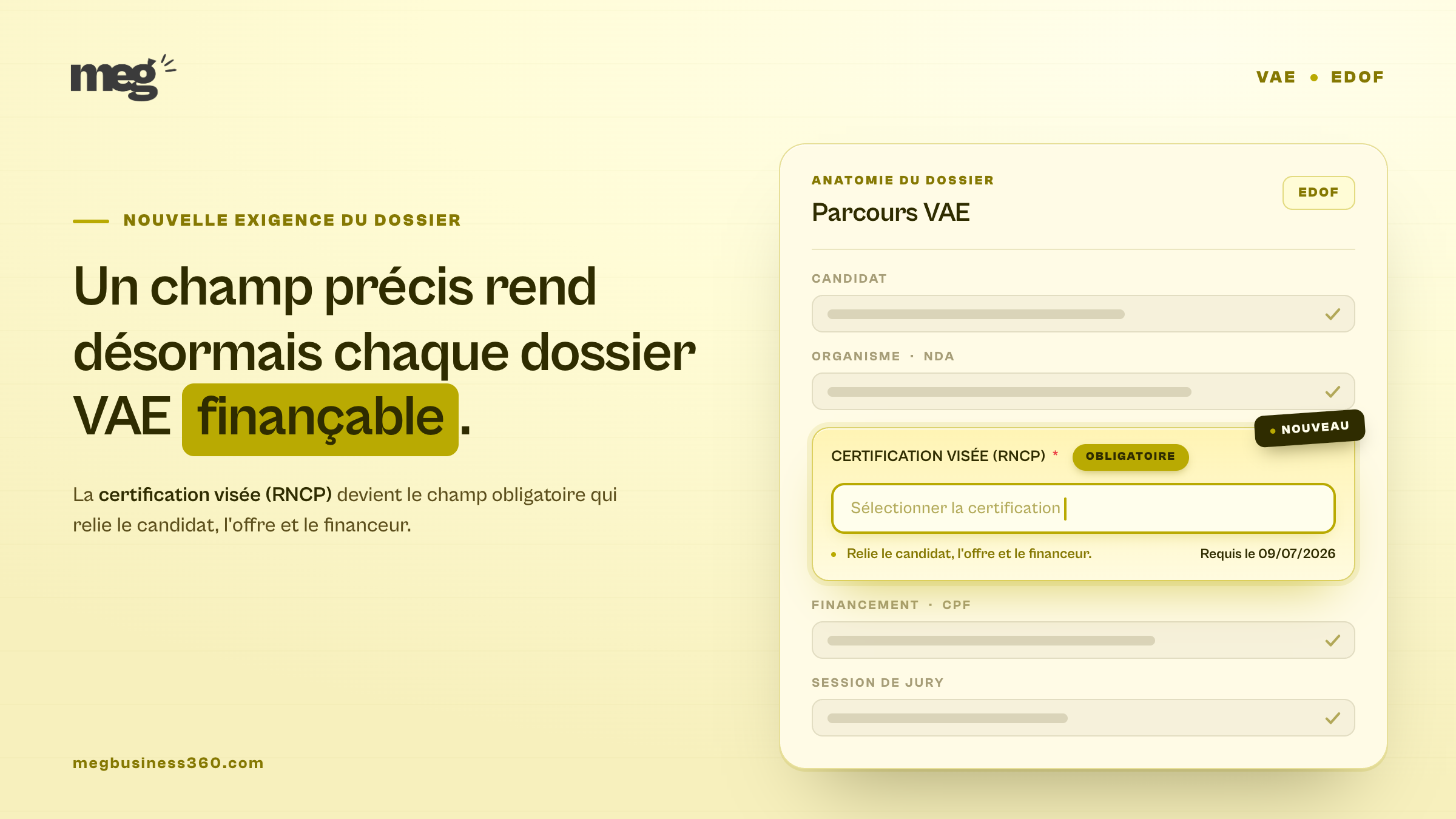 Certification visée VAE EDOF : ce que la nouvelle obligation change