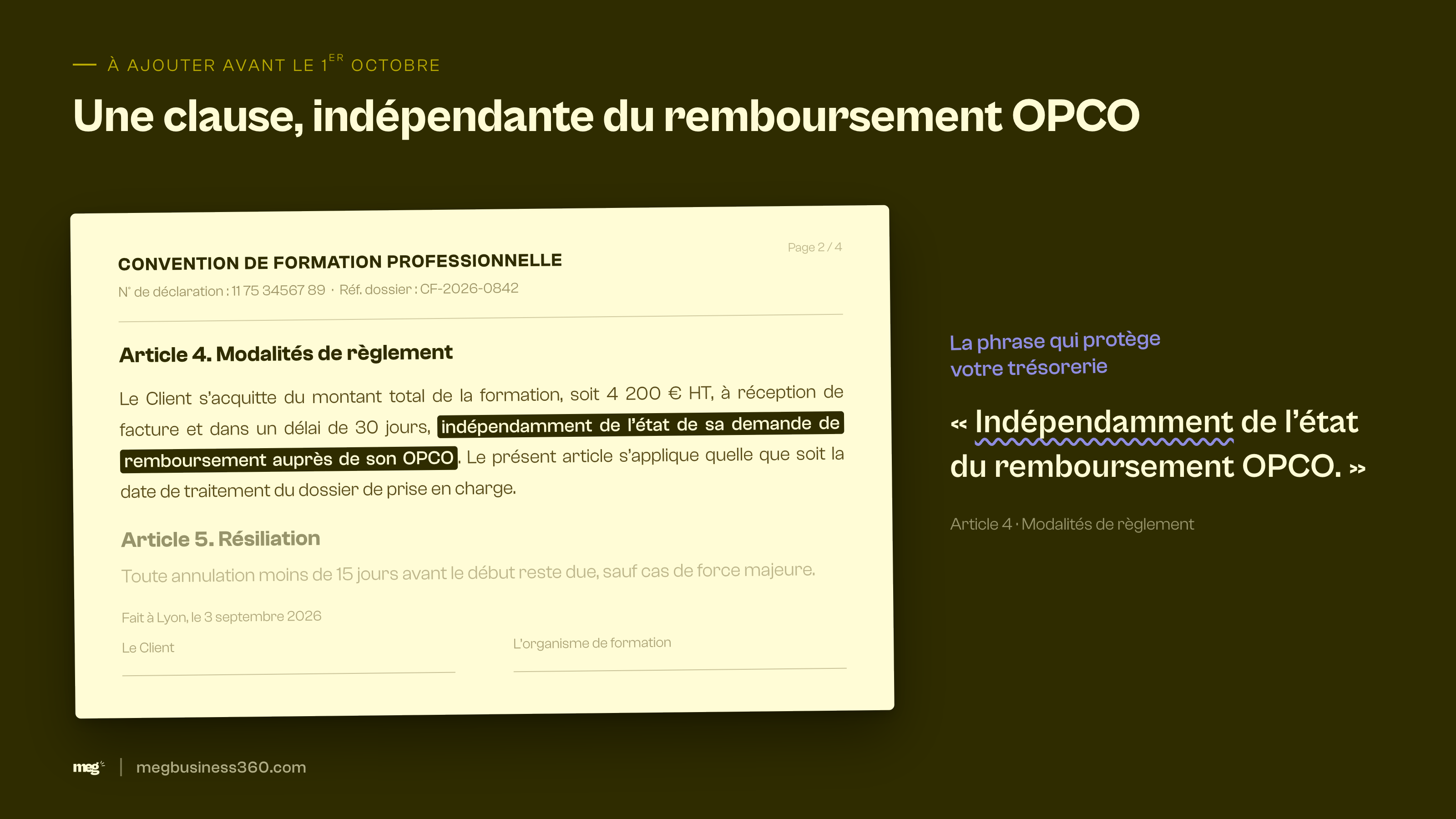 Le kit opérationnel : clause de paiement dans la convention, procédure de remboursement, trésorerie chiffrée