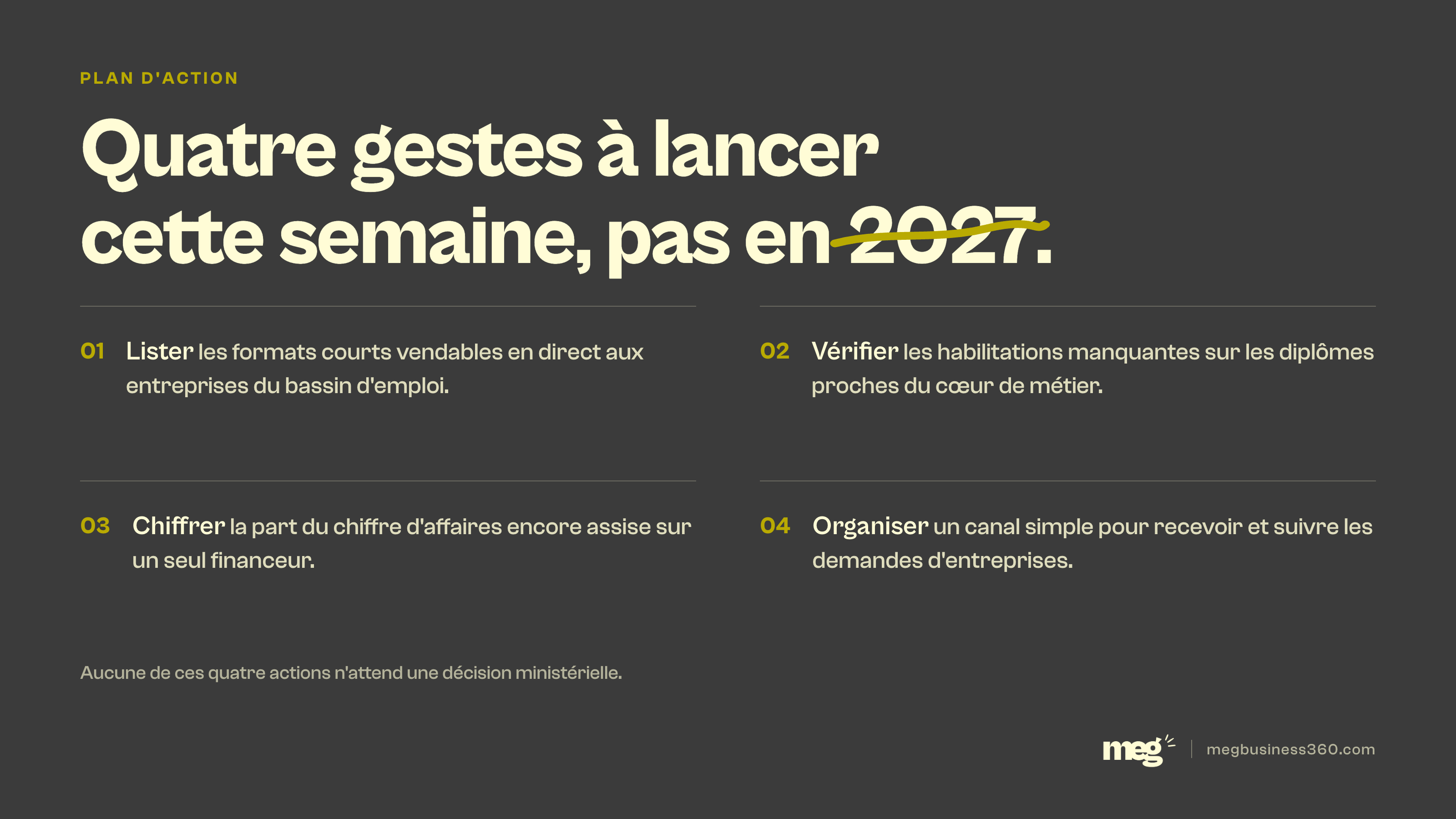 Infographie : quatre gestes de diversification à lancer cette semaine, sans attendre une décision ministérielle en 2027