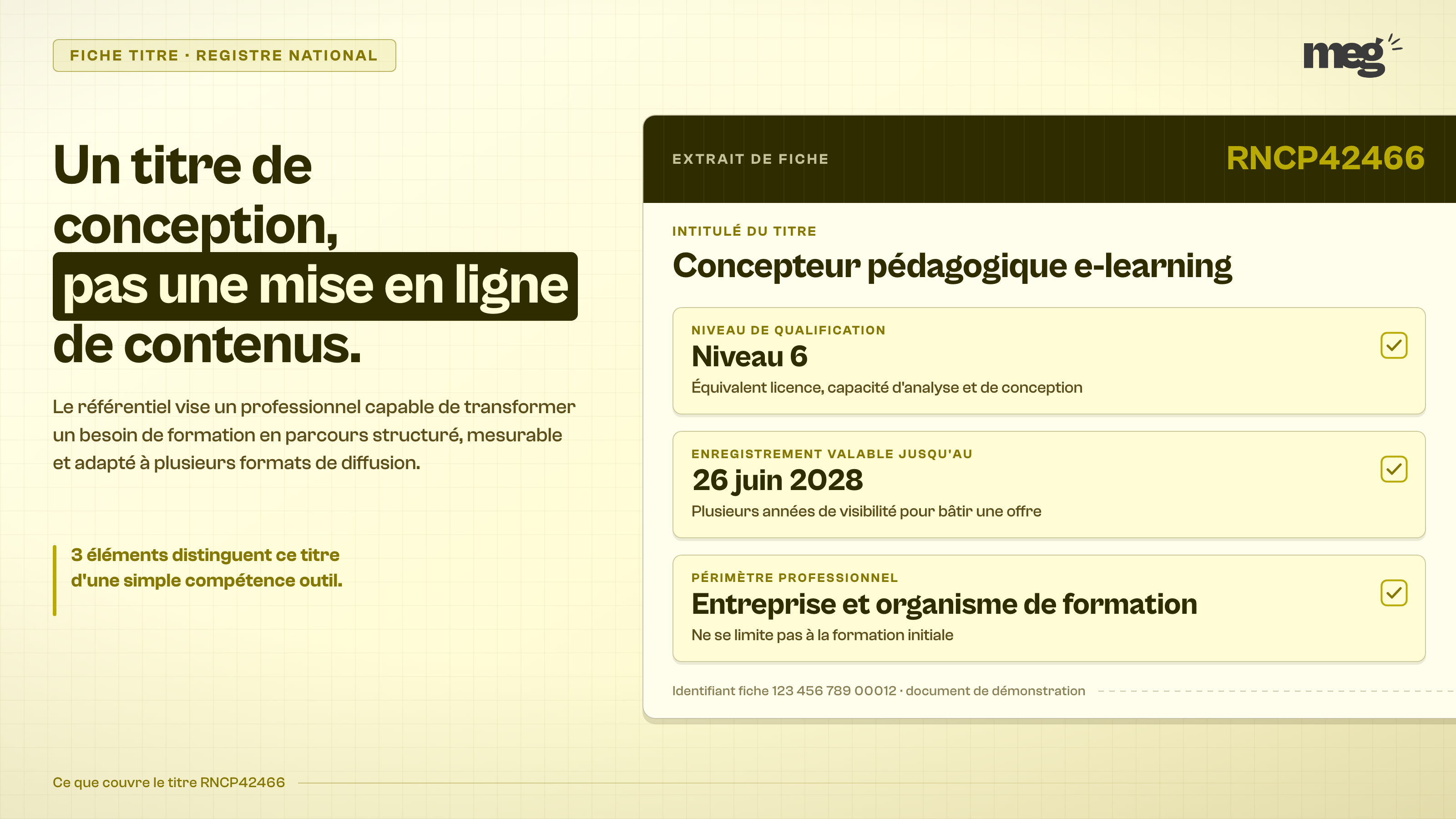 Section : « RNCP42466 concepteur pédagogique elearning : ce que couvre le titre »