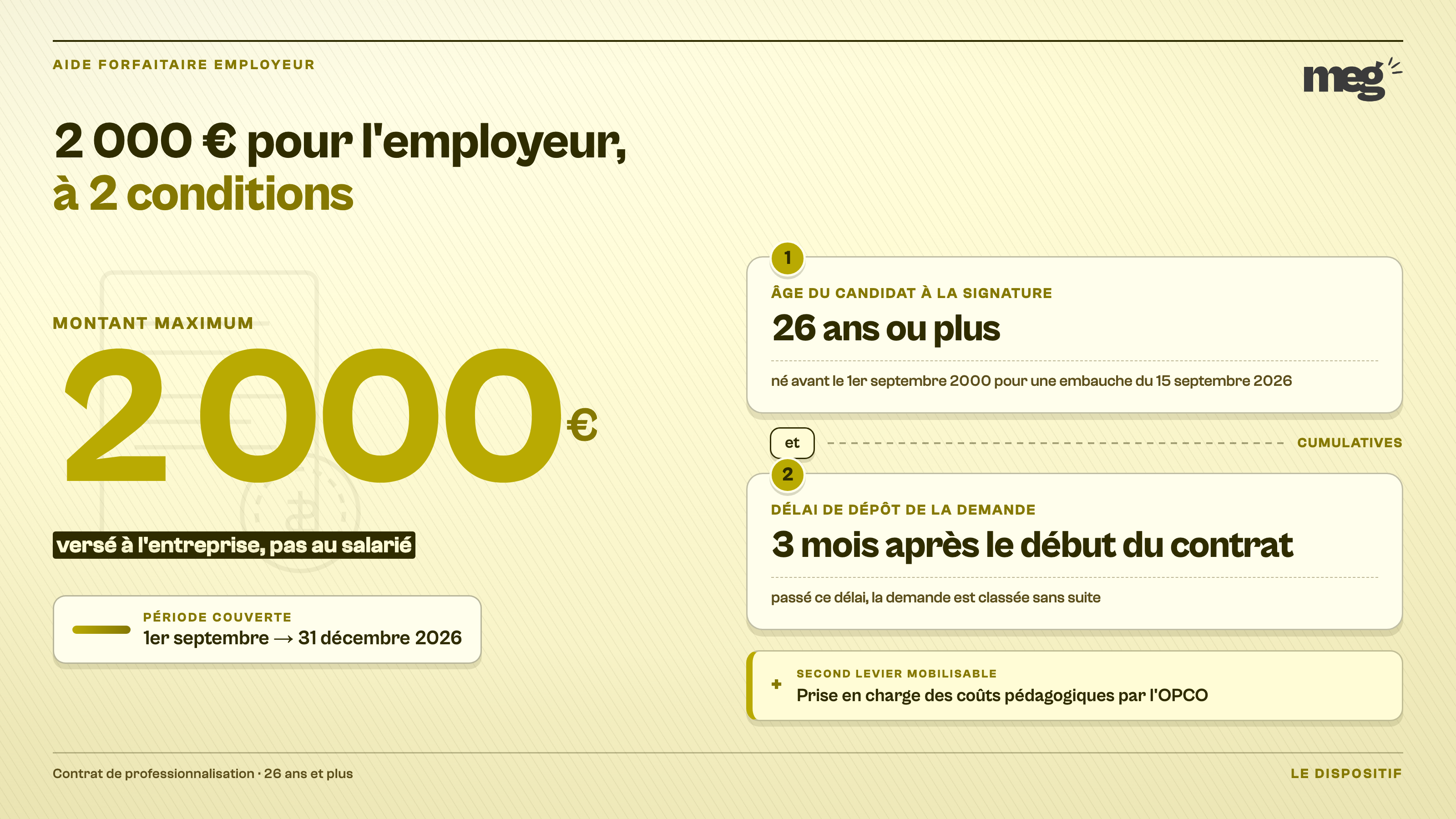 Idée unique : 2 000 € pour l'employeur, sous 2 conditions cumulatives.