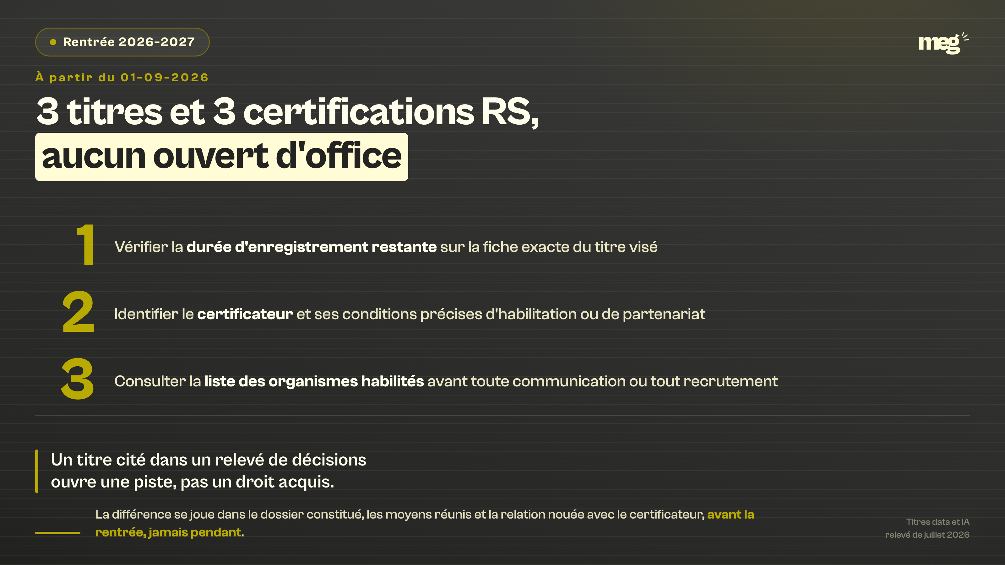 Section : « Ce qu'il faut retenir pour construire une rentrée 20262027 solide »