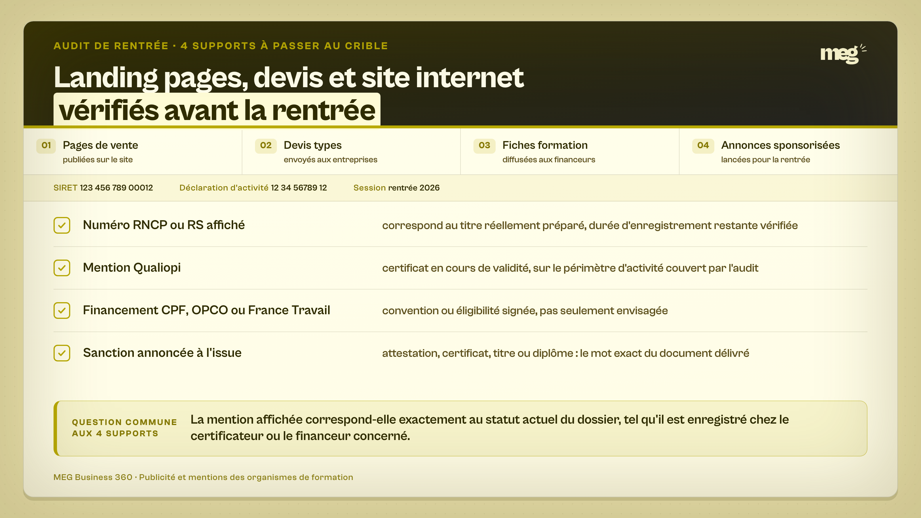 Squelette : plein cadre, un document d'audit unique occupant toute la surface, posé sur un fond