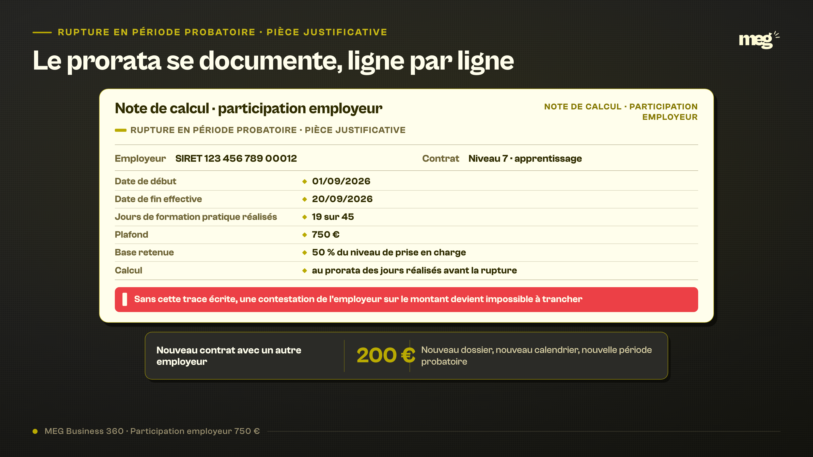 Section : « Rupture pendant la période probatoire : le prorata à documenter »
