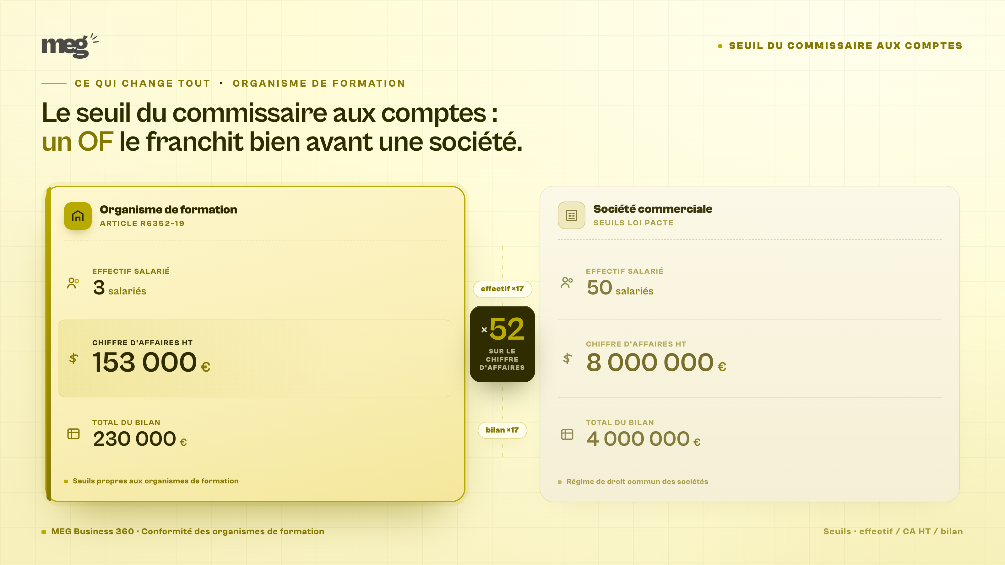 Seuil commissaire aux comptes : organisme de formation vs société