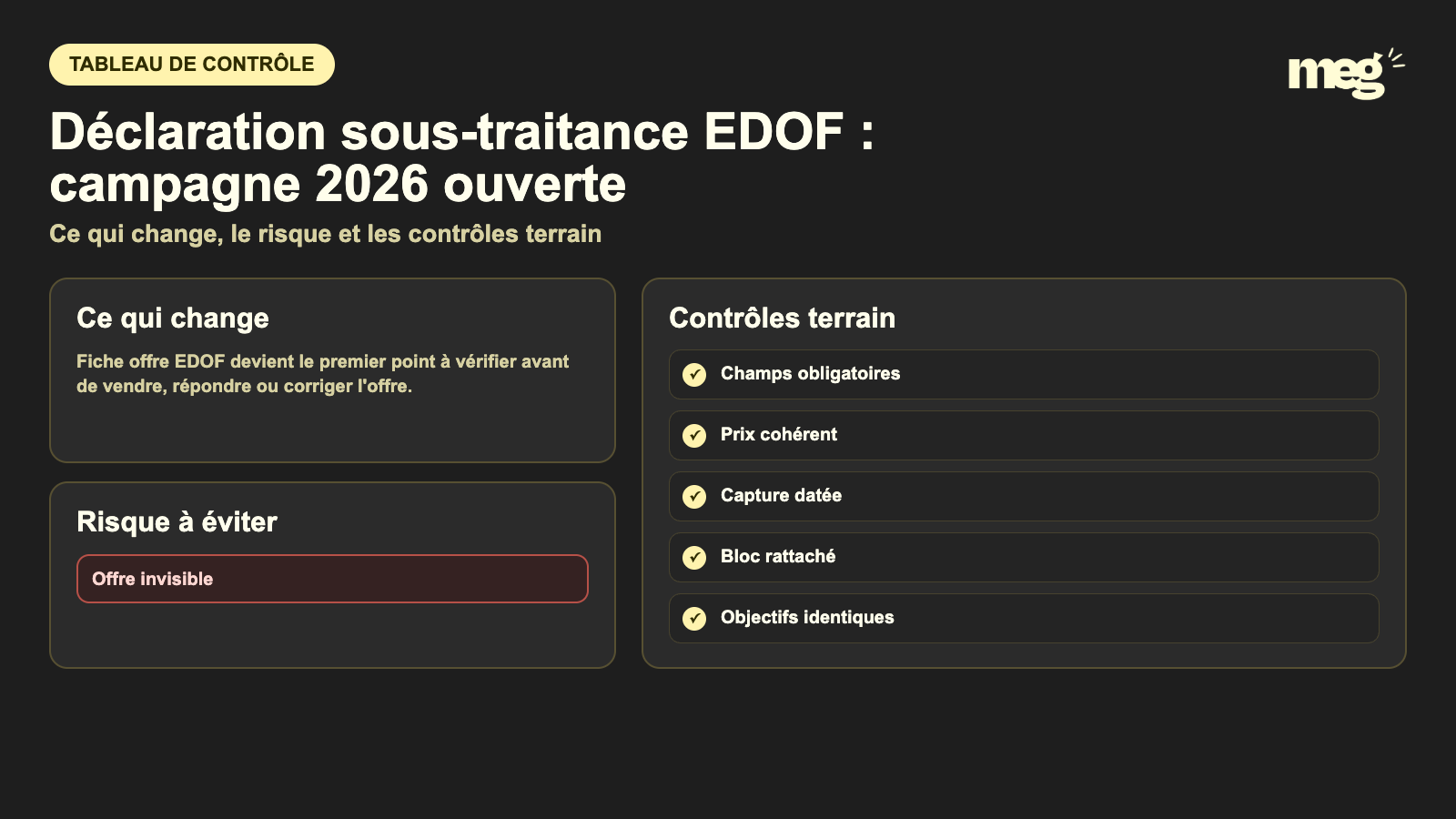 Déclaration sous-traitance EDOF : campagne 2026 ouverte - schema de verification EDOF