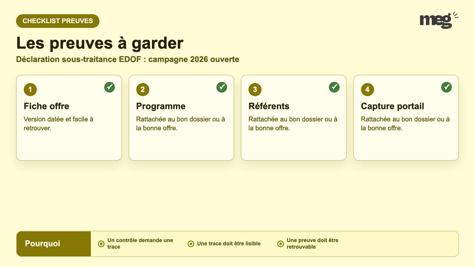 Déclaration sous-traitance EDOF : campagne 2026 ouverte - preuves à conserver