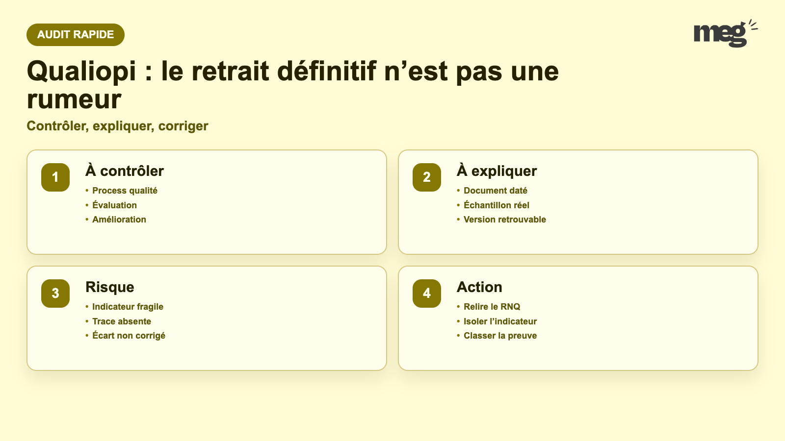 Qualiopi : le retrait définitif n’est pas une rumeur - schema de verification Qualiopi