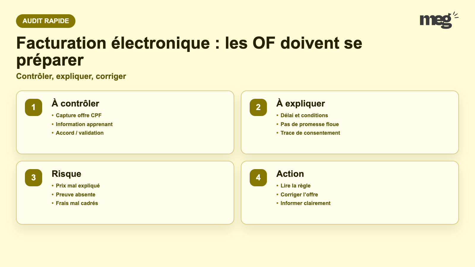 Facturation électronique : les OF doivent se préparer - schema de verification CPF