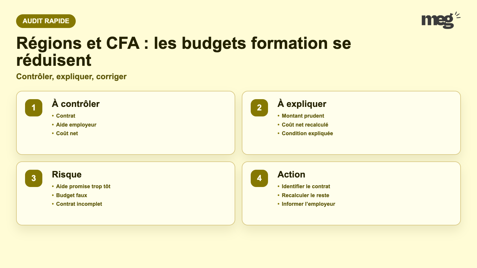 Régions et CFA : les budgets formation se réduisent - schema de verification CFA