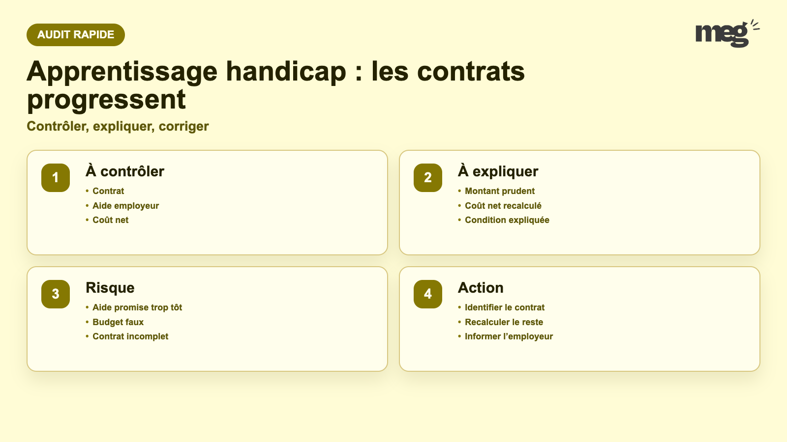 Apprentissage handicap : les contrats progressent - schema de verification CFA