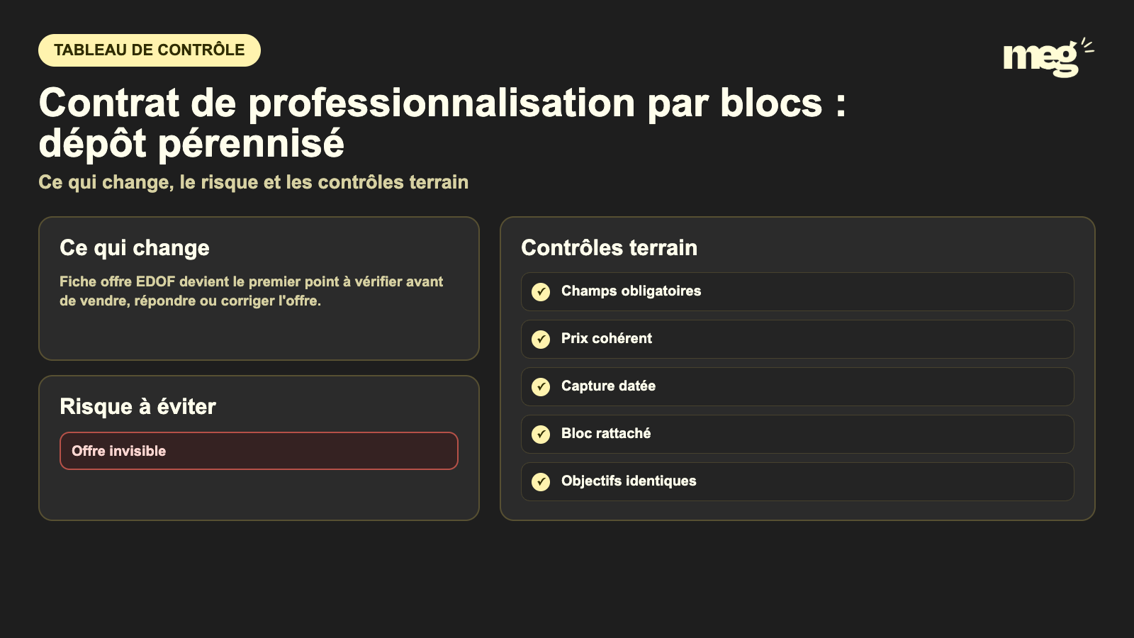 Contrat de professionnalisation par blocs : dépôt pérennisé - schema de verification EDOF