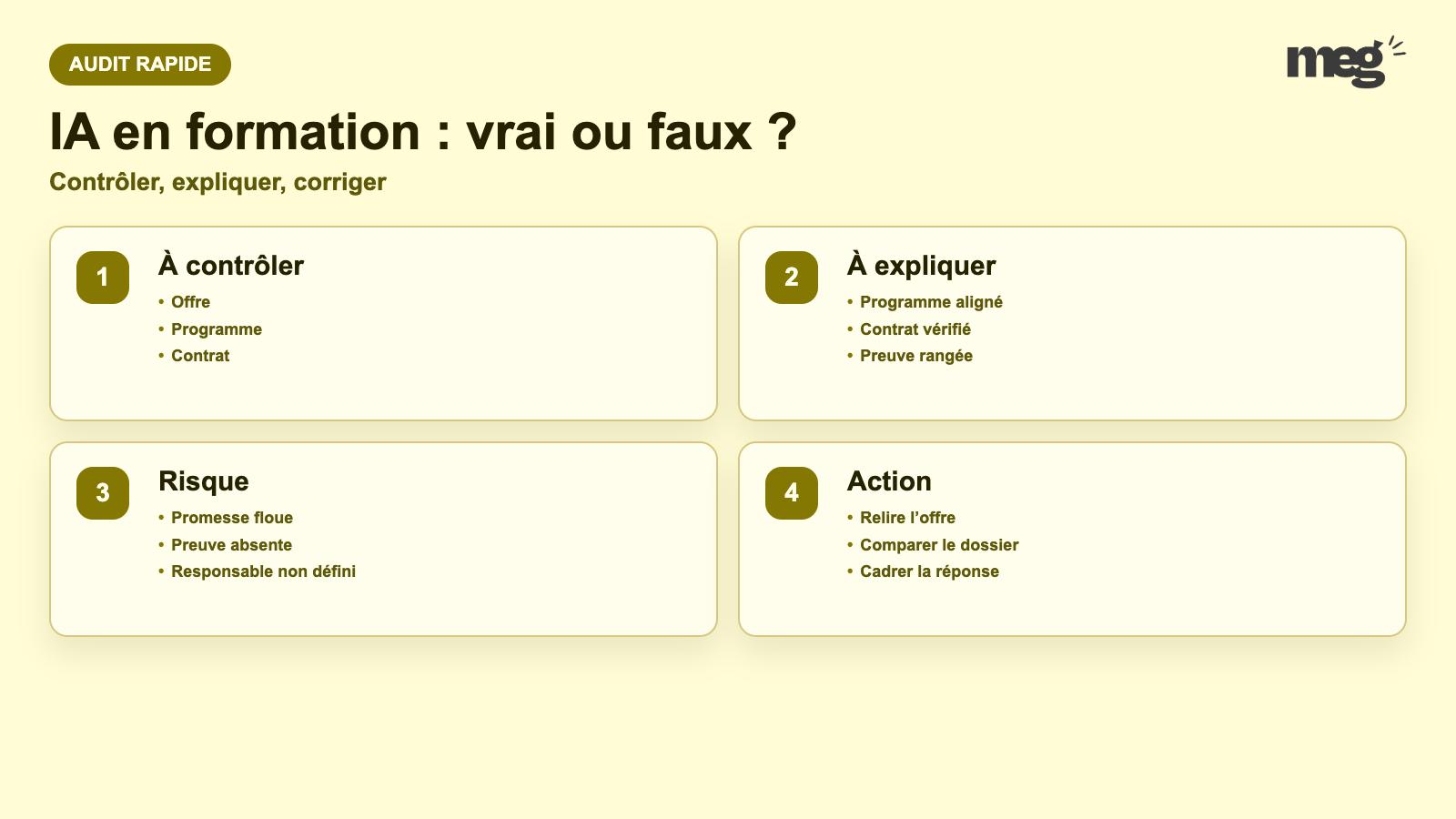 IA en formation : vrai ou faux ? - schema de verification Organisme de formation