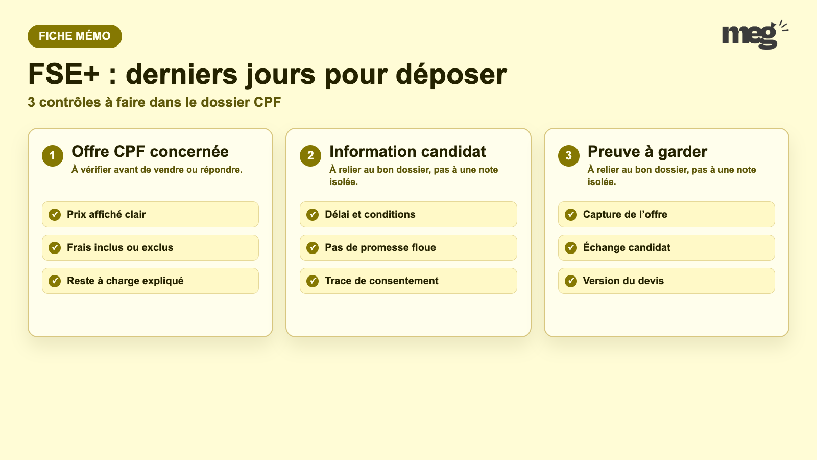 FSE+ : derniers jours pour déposer - schema de verification CPF