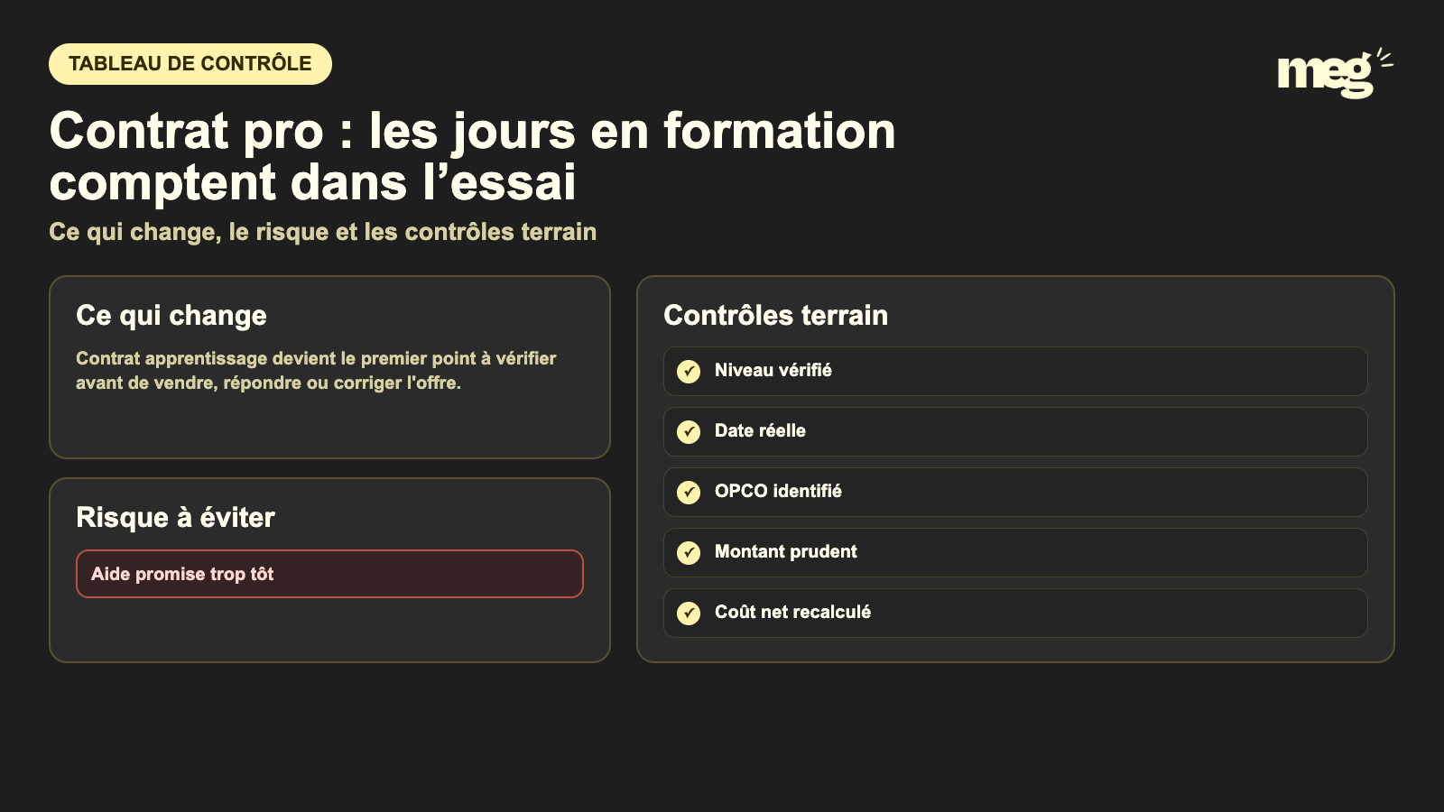 Contrat pro : les jours en formation comptent dans l’essai - schema de verification CFA