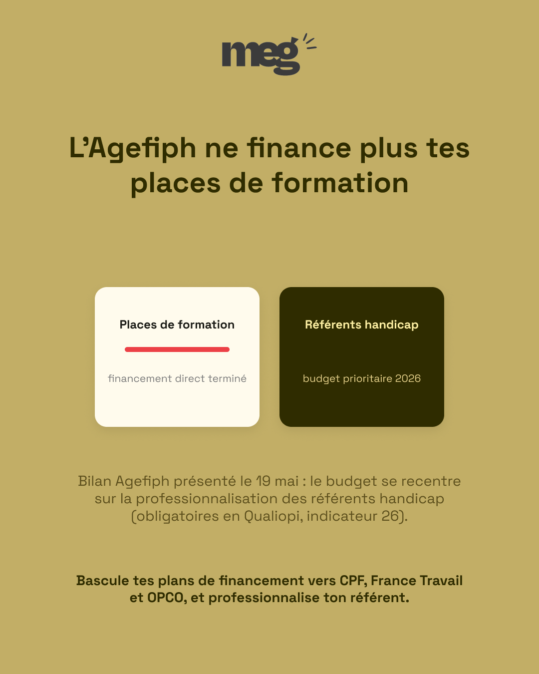 Agefiph : certains financements de formation s’arrêtent - dossier de contrôle CFA / apprentissage